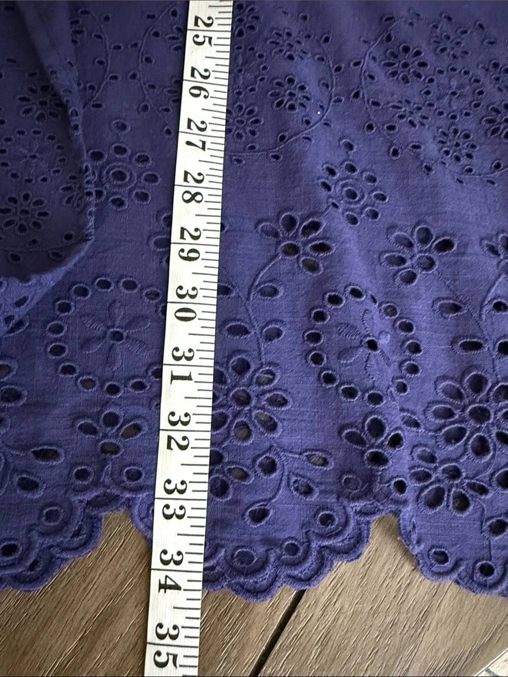 J. Crew Blue Purple 100% Organic Cotton Eyelet Open Front Coverup size M/L